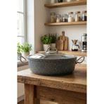 Bonetti Granit Pilav Tenceresi & Karnıyarık Tenceresi – |cam Kapaklı, Metal Kulp| 26 cm