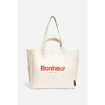 Bonheur N°4 Kanvas Çanta Cloud White Kadın Tasarım 33 x 38 cm Geniş İç Hacim ve Çift Kulp - Beyaz