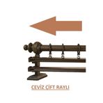 BonicasaArt Ceviz Çift Raylı Ahşap Rustik Perde Askısı Rustik Borusu