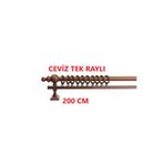 BonicasaArt Ceviz Tek Raylı Ahşap Rustik Perde Askısı Rustik Borusu 200cm