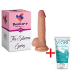 Bonilove Damarlı Ve Testisli Esnek Ve Bükülebilir+kayganlaştırıcı 17 Cm Realistik Dildo
