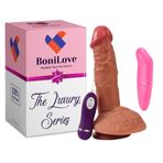 Bonilove Özel Üretim Çift Katmanlı Gerçek Kalıp İle Tasarlanan Lüks Silikon 20 Cm Dildo+Vibratör