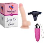 Bonilove Strap On Series 18 cm Belden Bağlamalı Realistik Penis+Mini Vibratör