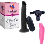 Bonilove Strap On Series 19 cm Titreşimli Belden Bağlamalı Realistik Penis+Mini Vibratör Set