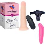 Bonilove Strap On Series 20 Modlu Titreşim Belden Bağlamalı Penis+Mini Vibratör Set