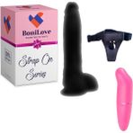 Bonilove Strap On Series 21 cm Belden Bağlamalı Realistik Penis+Mini Vibratör Set