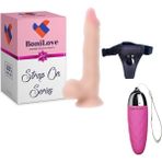 Bonilove Strap On Series 21 cm Belden Bağlamalı Realistik Penis+Mini Vibratör
