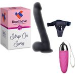 Bonilove Strap On Series 33 cm Büyük Boy Belden Bağlamalı Penis+Mini Vibratör