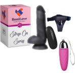 Bonilove Strap On Series 5 cm 10 Modlu Belden Bağlamalı Titreşimli Realistik Penis+Mini Vibratör