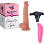 Bonilove Strap On Series Archie Ultra Gerçekci 21 cm Belden Bağlamalı Realistik Penis+Mini Vibratör Set