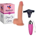 Bonilove Strap On Series Bill Ultra Yumuşak 23 cm Belden Bağlamalı Dildo+Mini Vibratör