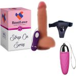 Bonilove Strap On Series Buru 22 Cm Titreşimli Çift Katmanlı Belden Bağlamalı Penis+Mini Vibratör