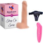 Bonilove Strap On Series Kaier Gidip Gelmeli Belden Bağlamalı Realistik Penis+Mini Vibratör Set