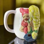 Bonita Bon Luxe 3D Kabartma El Emeği Göz Nuru Anne Bebek Seramik KUPA BARDAK 400 ml - Pembe - Sarı