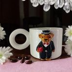 Bonita Bon Luxe 3D Kabartma El Emeği Göz Nuru Damat Teddy Bear Seramik Mug BARDAK 400 ml - 1 Adet - 400 ml