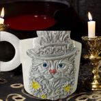 Bonita Bon Luxe 3D Kabartma El Emeği Göz Nuru Gotik Kedi Seramik MUG 200 ml - 1 Adet - Açık Gri