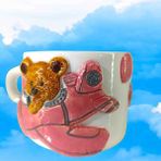 Bonita Bon Luxe 3D Kabartma El Emeği Göz Nuru Pembe Uçak Seramik MUG 200 ml - Açık Pembe