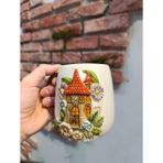 Bonita Bon Luxe El Yapımı 3D Kabartmalı Seramik Kupa | Fantastik Masal Temalı | El Boyaması Özel Tasarım Kahve & Çay Kupası | Koleksiyonluk Handmade Mug - Bej