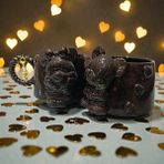 Bonita Bon Luxe El Yapımı 3D Yaldızlı Mickey Minnie Figürlü Harf Charm Hediyeli Kişiselleştirilebilir Seramik Kupa Bardak - Renk
