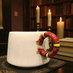 Bonita Bon Luxe "Mühürlü" 3D Kabartmalı 2026 Charm Hediyeli El Yapımı Harry Potter Seramik Hermione Kupa Mug - Koyu Kahverengi