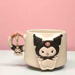 Bonita Bon Luxe "sınırlı Sayıda"3d Kabartmalı Charm Hediyeli El Yapımı Seramik Kuromi Kupa Mug Hediye Paketi Yapılır - 001 - Beyaz - 1 Adet
