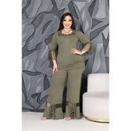 BONİTA FASHİON Büyük Beden Tül ve Güpür Detaylı Lüks Takım - Rahat Kesim Geniş Paça - Esnek Kumaş Pantolon Bluz Set