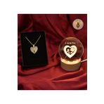 Bonitagift Gold Melek Kanat Kalp Kolye& "I LOVE YOU" Yazılı Işıklı Küre Hediye Seti