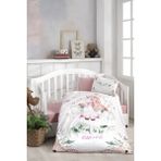 Bonjardin Home Dijital Baskılı 3D Pamuklu Bebek Nevresim Takımı - 100 x 150 cm - Beyaz - Pembe
