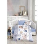 Bonjardin Home Dijital Baskılı 3D Pamuklu Bebek Nevresim Takımı - 100 x 150 cm - Mavi - Beyaz
