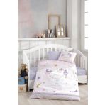 BONJARDİNHOME Kız Çocuk Mor Dijital Baskılı 3d Pamuklu Bebek Nevresim Takımı