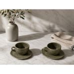 Bonna 2'li Doğal Seramik Espresso Kahve Fincan & Altlık Seti - Renkli - 100 ml