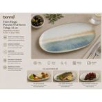 Bonnami Bonna Fium Hygge Porselen Oval Servis Tabağı 34 cm - Doğal Dokulu Modern Sunum ve Kayık Tabak - 1 Adet Bonna Fium Hygge Porselen Oval Servis Tabağı 34 cm - Mavi - Beyaz