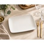 Bonnami Cosmos Moove Premium Porselen Dikdörtgen Servis Tabağı 36X25 cm - Modern Şık Beyaz Sunum Tabağı - 1 Adet Premium Cosmos Moove