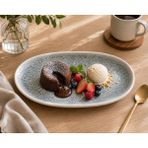 Bonnami Lunar Mavi Hygge Premium Porselen Oval Servis Tabağı 30 cm - Modern Desenli Şık Sunum Tabağı - 1 Adet Oval Servis Tabağı 30 cm - Mavi - Beyaz