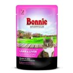 Bonnie 10x100 gr Kuzu Etli Cigerli Pouch Jelly Kedi Konservesi