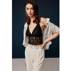 bonnie & clyde Kadın 3 Lü Kısa Kol Büstiyerli Ekru Pijama Takımı 3C0T0N03 EKRU XL