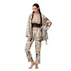 bonnie & clyde Kadın 3 Lü Saten Baskılı Pijama Takım 3C0T0N21 BASKILI XL