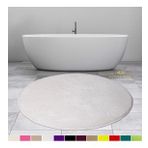 Bonny Home 100x100 cm Elite Beyaz Yuvarlak Peluş Kaymaz Taban Pufidik Banyo Halısı