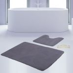 Bonny Home 2'li Düz Gri Unicolor Kaymaz Klozet ve Banyo Halısı