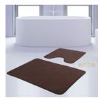 Bonny Home 2'li Düz Kahve Unicolor Kaymaz Klozet ve Banyo Halısı