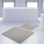 Bonny Home 2'li Düz Krem Unicolor Kaymaz Klozet ve Banyo Halısı