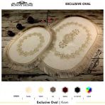 Bonny Home 2'li Krem Exclusive Oval Püsküllü Banyo Halısı