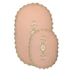 Bonny Home 2'li Lisa Pudra Dantelli Fransız Çeyizlik Klozet ve Banyo Halısı