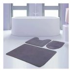 Bonny Home 3'lü Düz Gri Unicolor Kaymaz Klozet ve Banyo Halısı