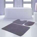 Bonny Home 3'lü Düz Gri Unicolor Kaymaz Klozet ve Banyo Halısı