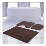 Bonny Home 3'lü Düz Kahve Unicolor Kaymaz Klozet ve Banyo Halısı