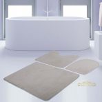 Bonny Home 3'lü Düz Krem Unicolor Kaymaz Klozet ve Banyo Halısı