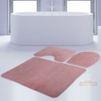 Bonny Home 3'lü Düz Pembe Unicolor Kaymaz Klozet ve Banyo Halısı