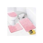 Bonny Home 3'lü Düz Pembe Unicolor Kaymaz Klozet ve Banyo Halısı