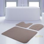 Bonny Home 3'lü Düz Vizon Unicolor Kaymaz Klozet ve Banyo Halısı